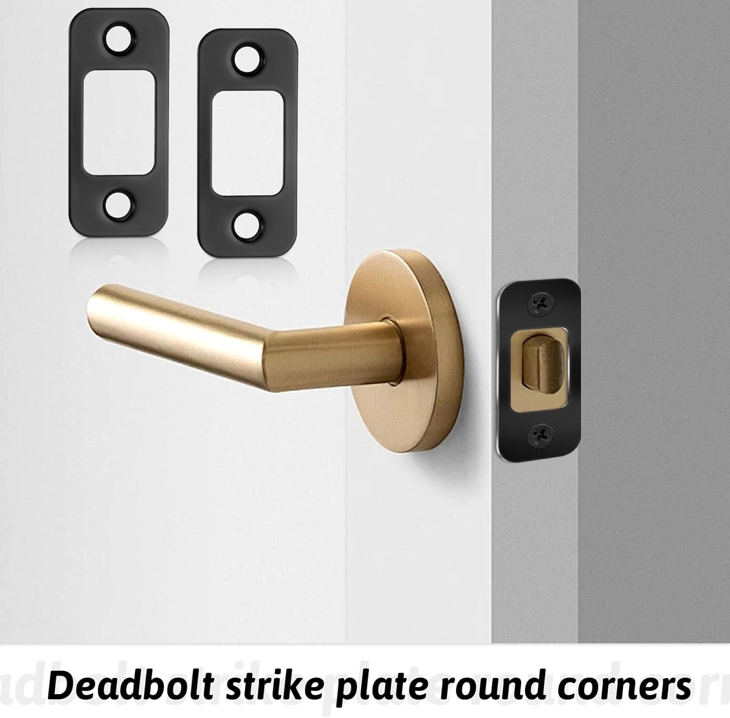 2 Pcs Round Corner Door Strike Plate 1" x 2-1/4" Door Backplate Deadbolt Strike Plate with Screws(Matte Black)