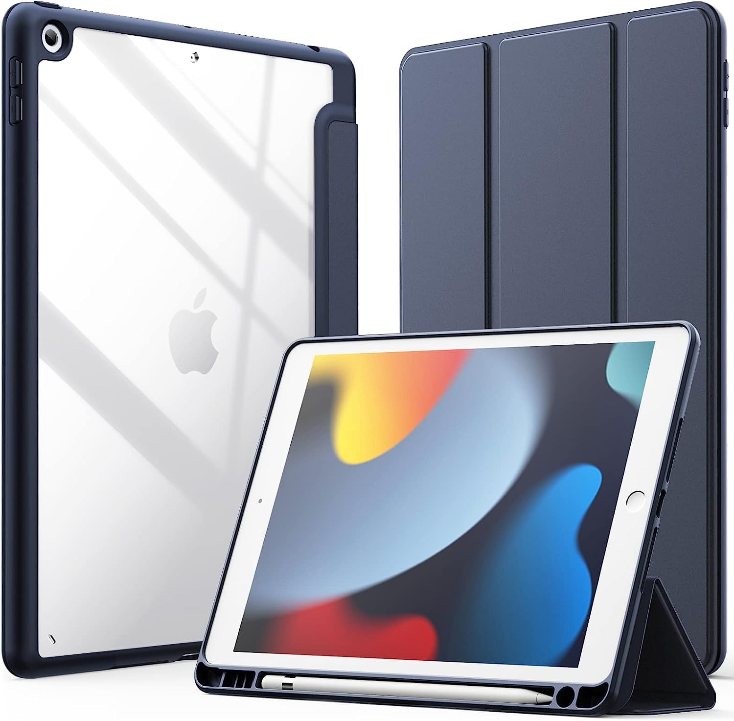 ProElite Smart Flip Case Cover for Apple iPad 10.2 inch 2021 9th/8th/7th Gen, Clear Soft Back with Pencil Holder, Dark Blue (B0BLK55WZS) Amazon Price History, Amazon Price Tracker