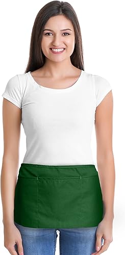 Miniatura 2 de Dalix - Delantales de cintura para restaurante comercial, de polialgodón (3 bolsillos)