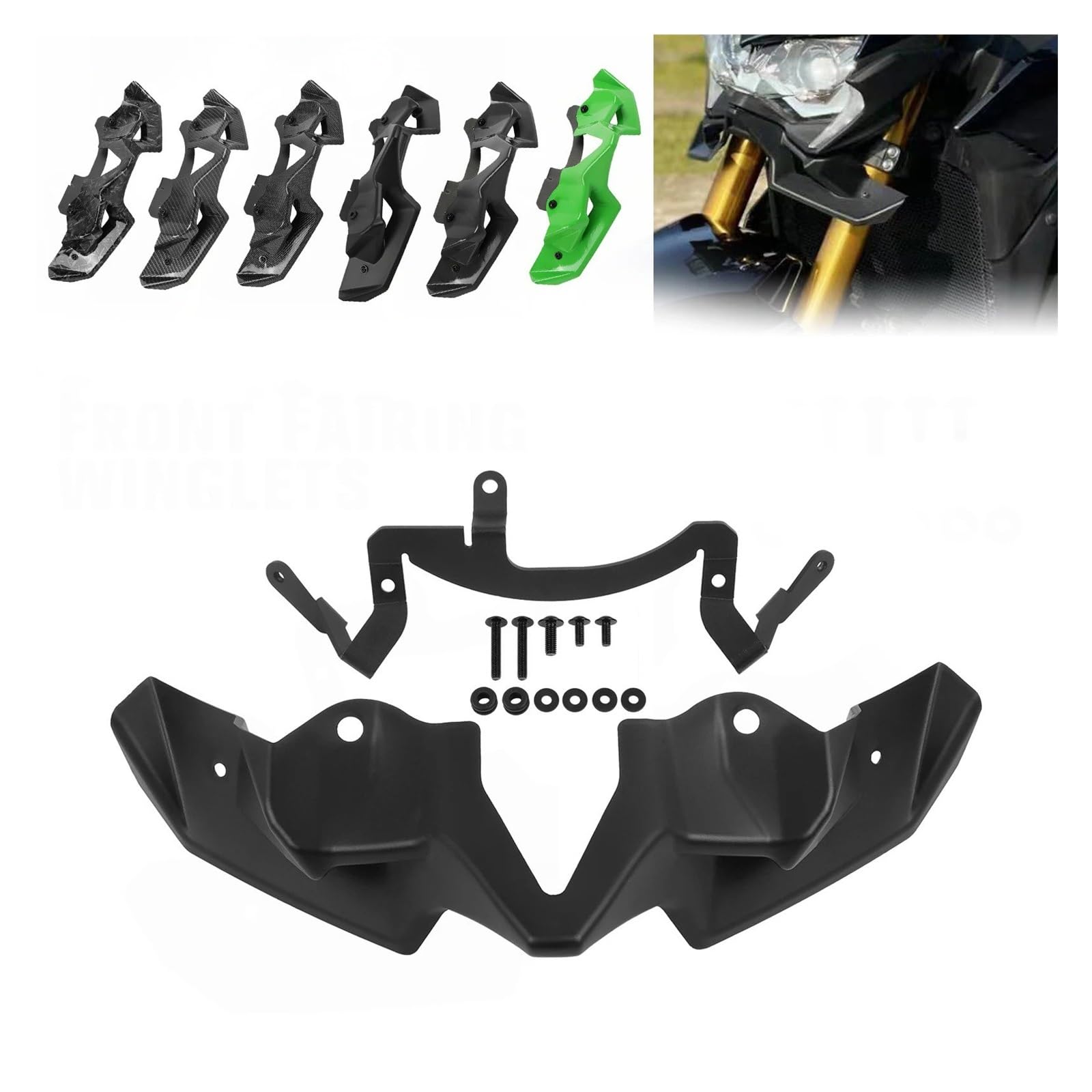 Piezas De Motocicleta para Kawasaki Z900 Z 900 2020-2024 Alerón Delantero Aerodinámico Alerones Delanteros Desnudos Kit Deflectores De ala Aerodinámicos Alerón Moto(Forging Pattern)