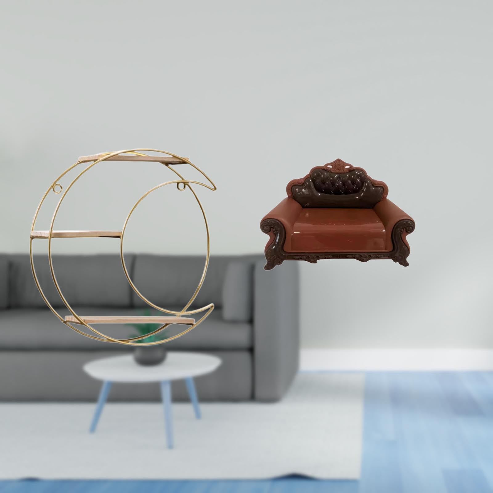 SECRET DESIRE Modern Multifunctional Wall Mounted Shelf for Collectibles and Trophy Display with Miniature Sofa Chair Model DIY Accessory for Micro Landscape Room Decor Gift|Bath|Shelves-image-12