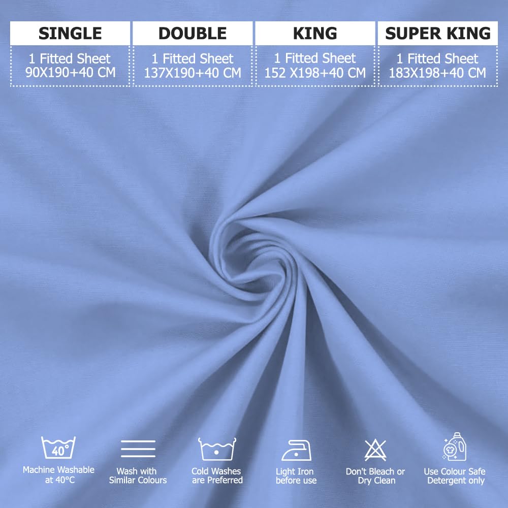 MistyMorning Extra Deep Fitted Sheet 16''/40cm, Egyptian Cotton bed sheets with 200 Thread Count - Image 4