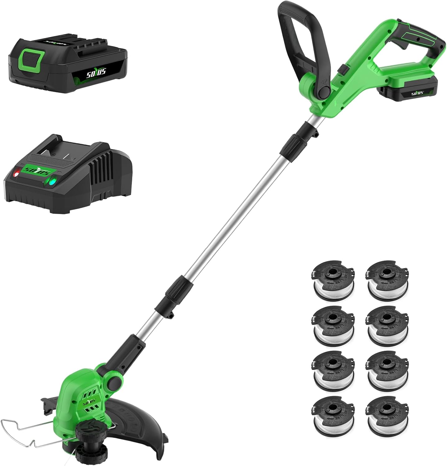 SOYUS Cordless Leaf Blower with 2 Batteries and Charger, and 20V 12 Inch Cordless Weed Wacker with 1 Battery and Charger