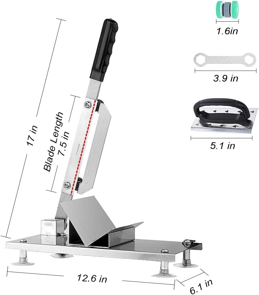 Manual Frozen Meat Slicer Stainless Steel Cutter Machine for Home Kitchen Use Commercial Beef Mutton Roll Cutting Slicers for Hot Pot Lover (Metal Silver)