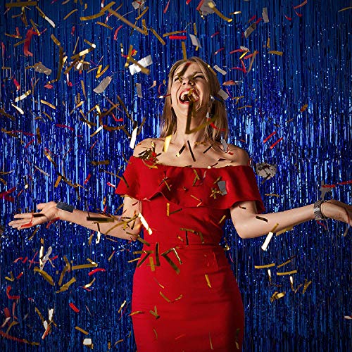 Image of Party Propz Blue Foil Curtain 2 Pc Boys Birthday Decoration