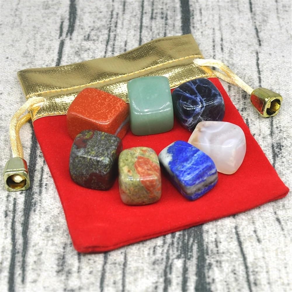 Adornos de cristal 7 unids/set piedras naturales Chakra cristales curativos tratamiento de meditación Reiki cuarzo Mineral colección de piedras preciosas bolsa de regalo hermoso cristal
