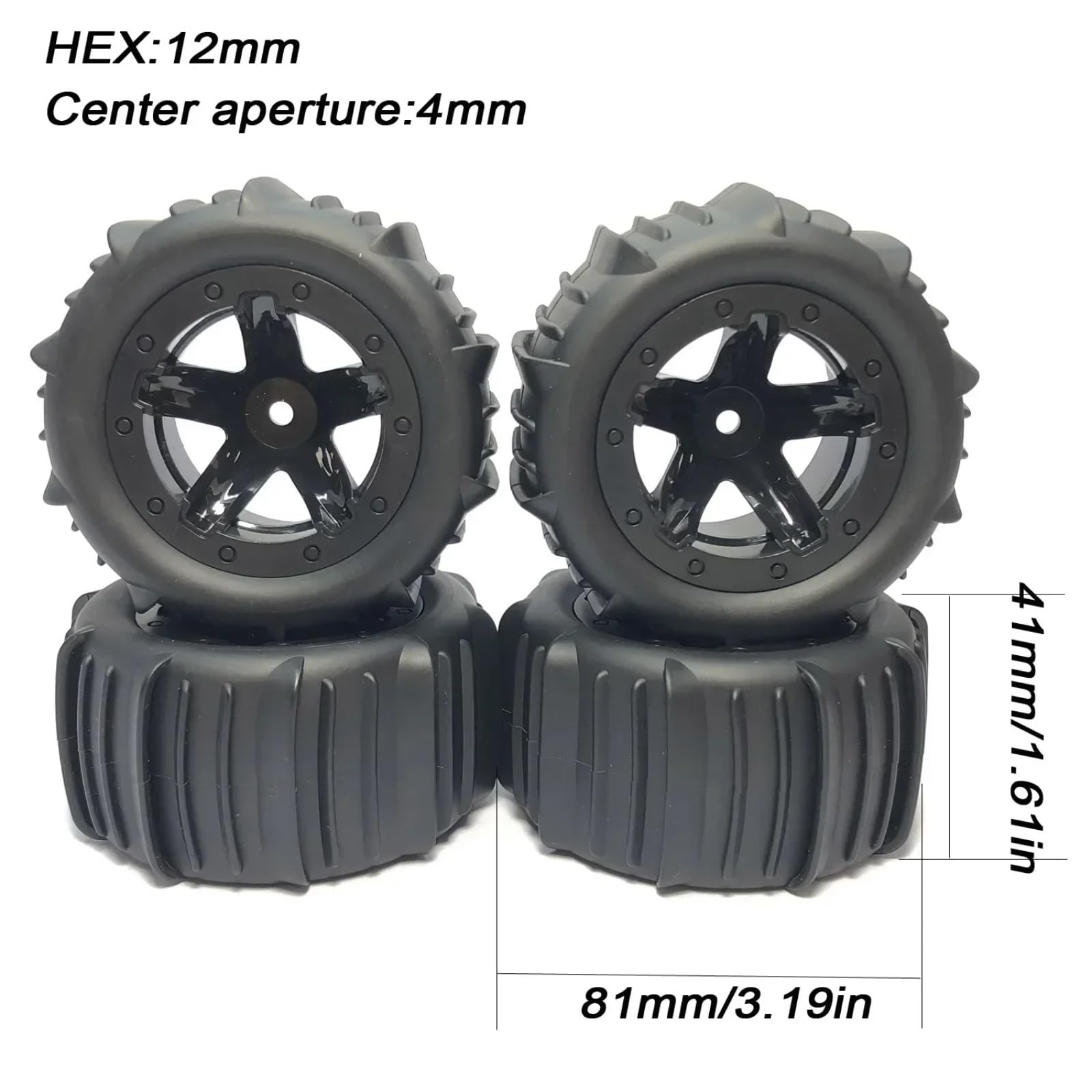 Modelos Repuesto RC para Wltoys 144001 144010 144002 124016 124017 124018 124019 1/14 1/12 4 Neumáticos RC para Nieve Y Arena Antideslizantes Repuestos Mejorados(Black)