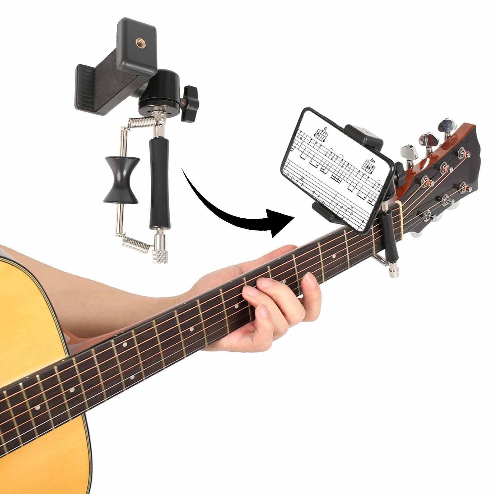 Gitarren Schiebecapo mit Handyhalterung, Smartphone Gitarren Capo, Rollcapo Clip