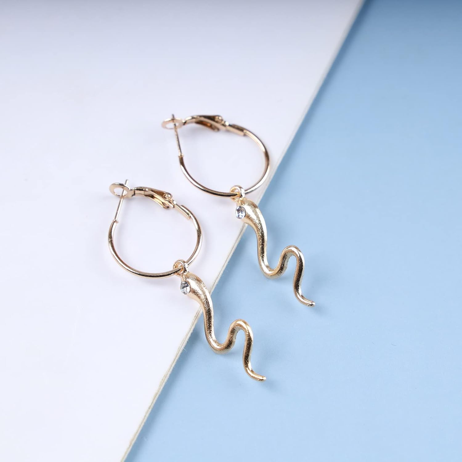 Gothic Snake Drop Hoop Earrings Cz Snake Dangle Earrings Punk Gold Serpent Earrings Animal Snake Earrings Jewelry for Women - Image 3