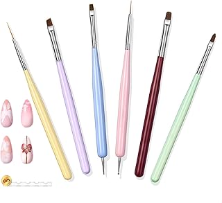 ネイルブラシセット ジェルネイル筆 ジェルネイルキット ブラシホルダー 筆置き付き ネイルアートラインブラシ ネイルドットペン ペイントツール ネイル 筆 ネイルブラシ 爪ブラシ スクエア ライナー オーバル 極細 ドット かわいい 6本セット