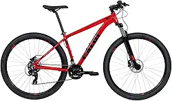 Caloi Bicicleta Mountain Bike 29 Polegadas, Vermelha, Quadro Alumínio 6061, Suspensão 100mm, Freios Hidráulicos, 21 Velocidades Shimano, Tamanho 17