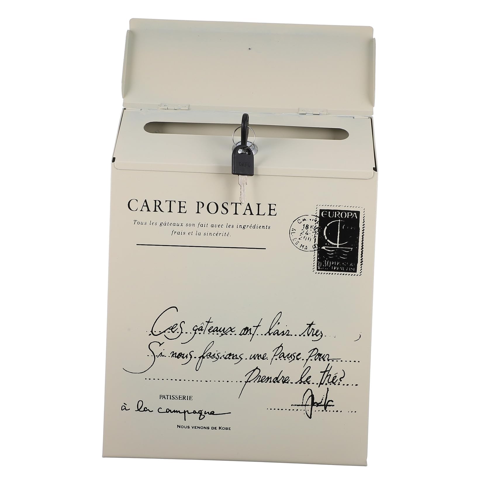 Boîte aux lettres murale vintage en fer avec serrure rétro