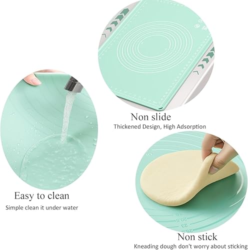 Miniatura 4 de Alfombrilla de silicona para repostería de 24 x 16 pulgadas, extra gruesa, antiadherente, con medición de silicona de grado alimenticio, para