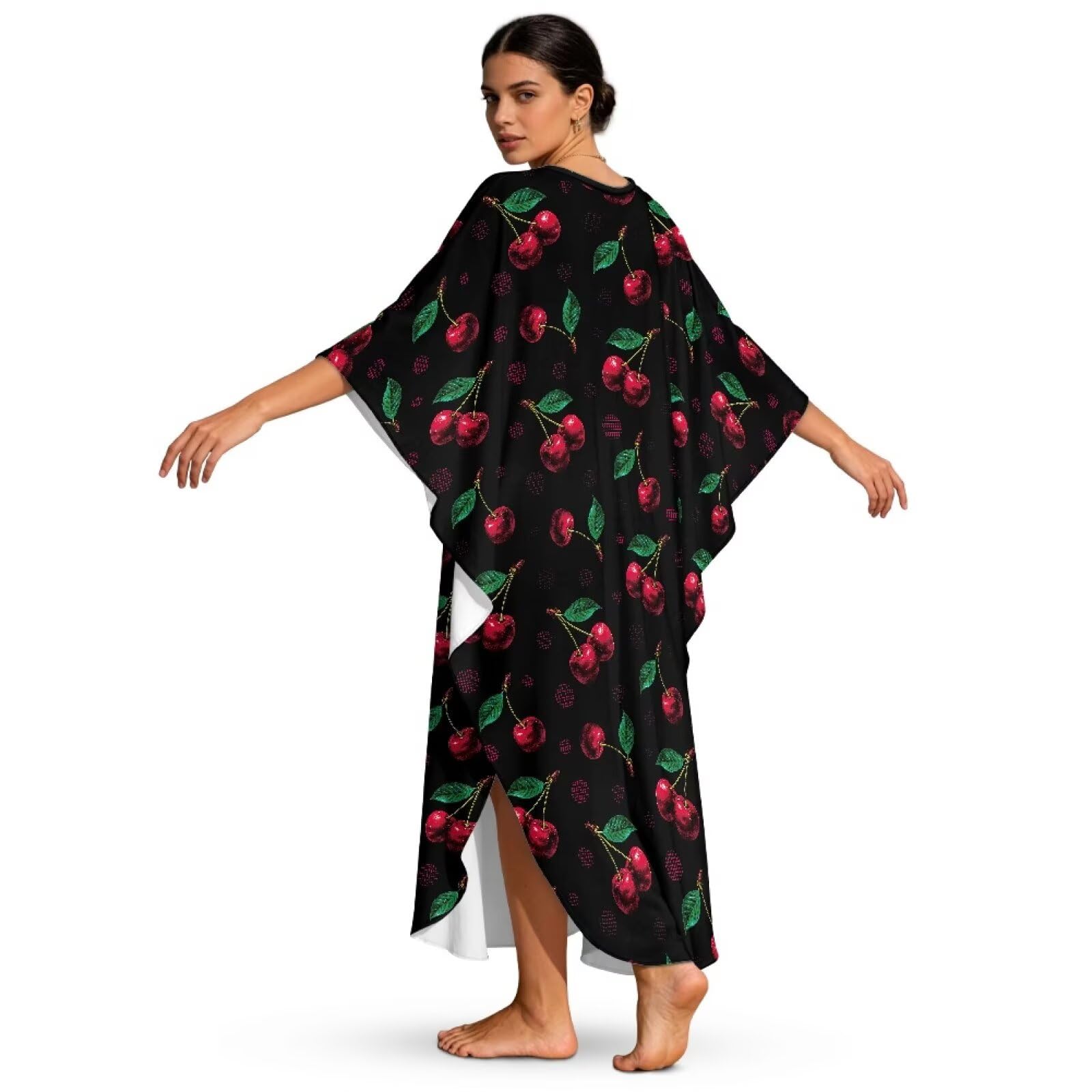 Xoenoiee Damskie sukienki kaftan plus size okrycie plażowe dekolt w serek rękaw nietoperz strój kąpielowy okrycie letnia sukienka kaftan