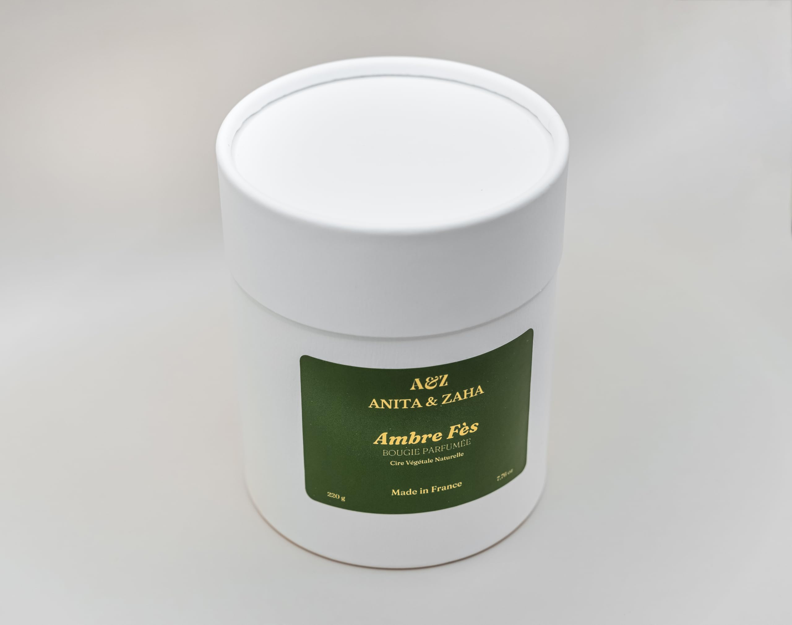 Vela perfumada de gama alta ámbar fez, cera de soja natural, ámbar blanco y flor de naranja, artesanía de país de grasa, 220 g/60 horas