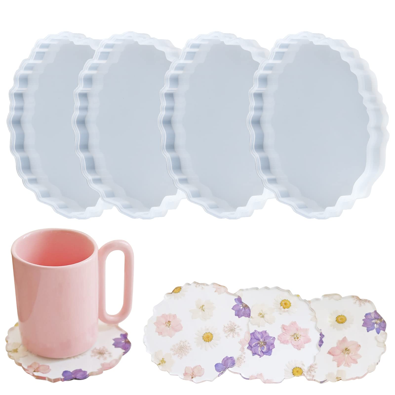 Mayitr Molds for Resin Casting,4 PCS Resin Coaster Pyramid Jewelry Casting Mold, Silicone Mold Kits for DIY, Silicone Molds of Various Sizes Used to Make (4)