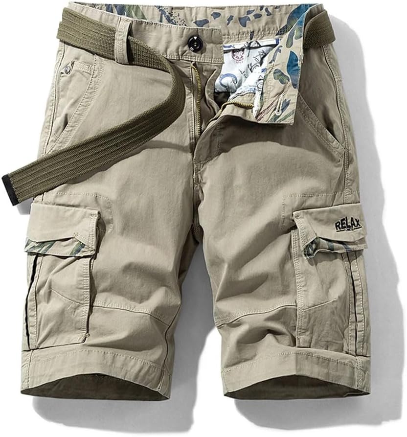 Cargo Shorts Men Spring Summer Cotton Solid Denim Casual Multi-Pocket Pants Men's