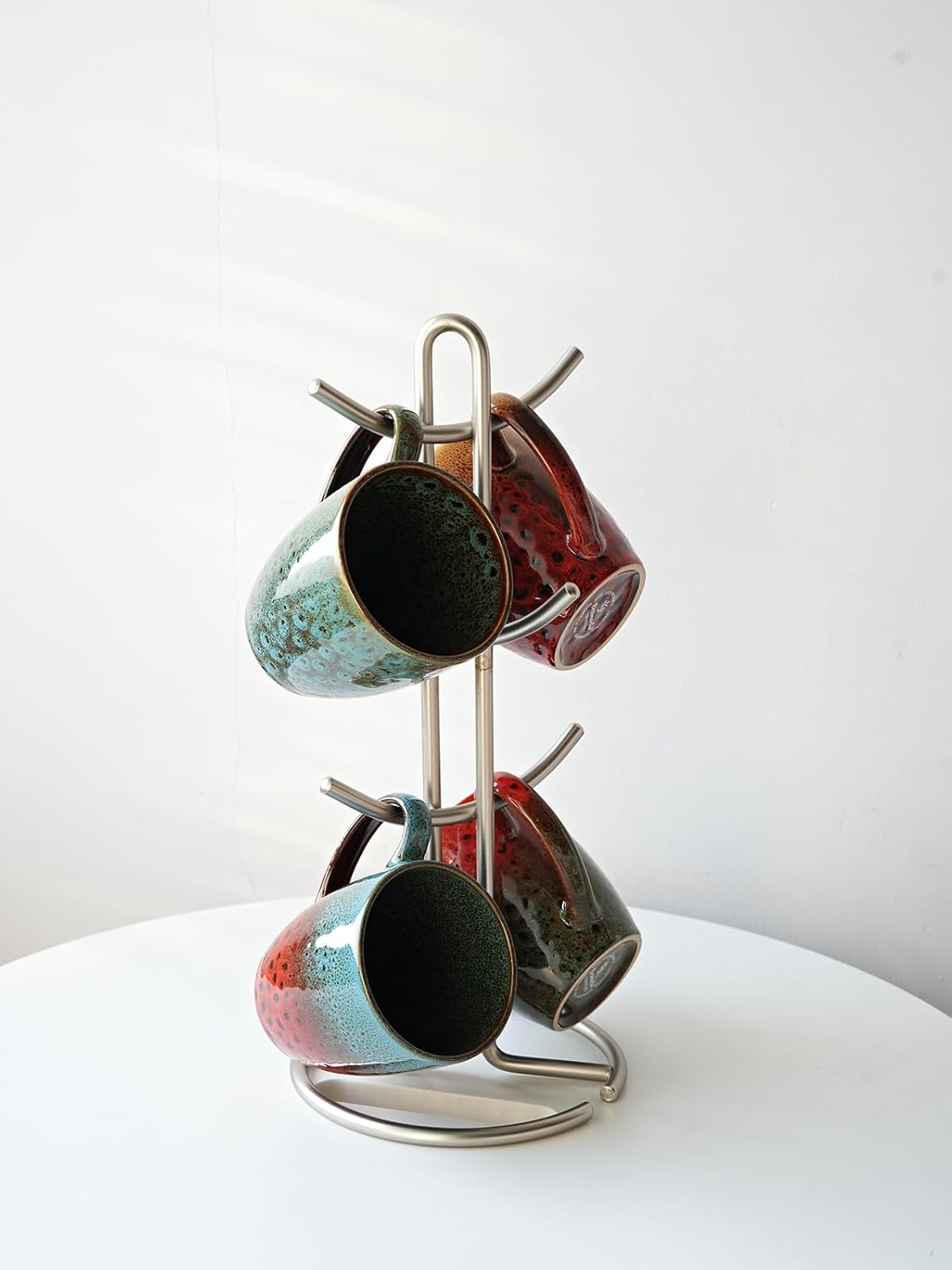 Bosmarlin Ceramic Coffee Mug Set of 4, 17 Oz, Coffee Cups with Big Handle, Microwave Safe, Unique Reactive Glaze (Multicolor) - Image 7