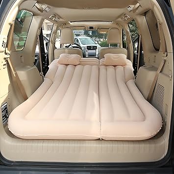 Car Inflatable Mattress for Peugeot 206/206 SW/206 3/5-door 2L 2M 2C 2A 2E Hatchback/Wagon Estate 1999-2012 Rear Trunk Air Mattress Camping Folding Air Bed Cushion Back Seat,Beige01