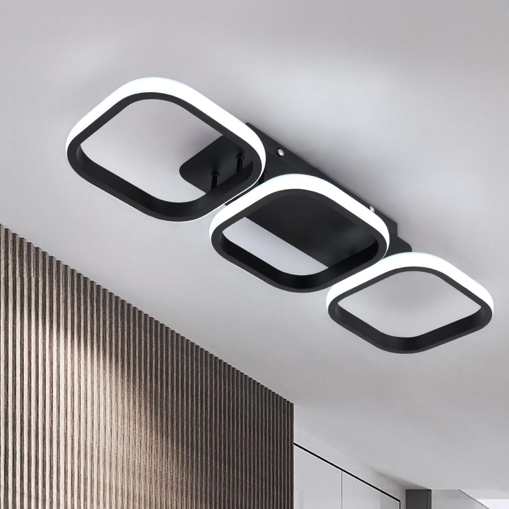 Kaniker Modern Led 3 Square Ceiling Lights Fixture Flush Mount Ceiling Light Hallway Light Ceiling Lamp 33W 6000K Cool White Light for Living Room Bedroom Kitchen — image 1