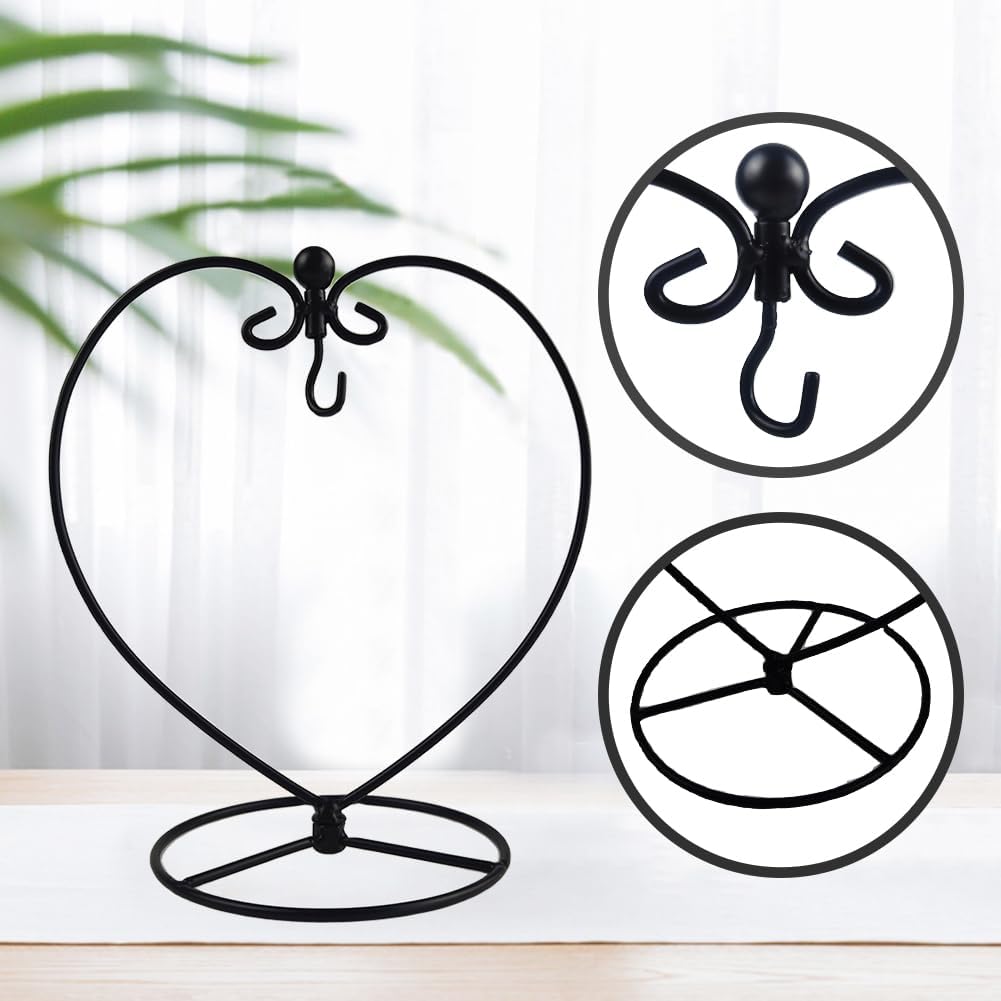 8-inch Ornament Display Stand with Metal Hook Heart-Shaped Tabletop Holder