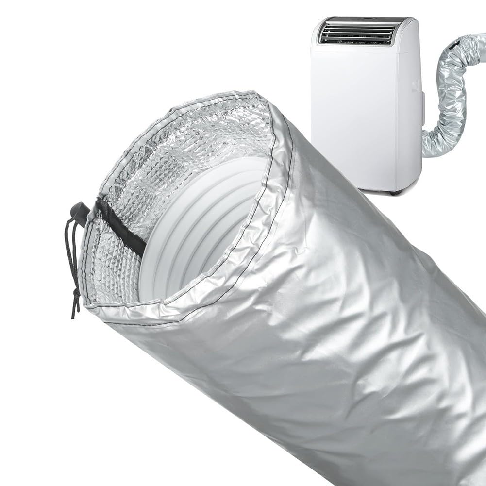 Copertura per tubo portatile per condizionatore d'aria – Manicotto isolante resistente al calore per condotto di scarico CA – Tessuto Oxford regolabile e protezione in alluminio per casa, ufficio