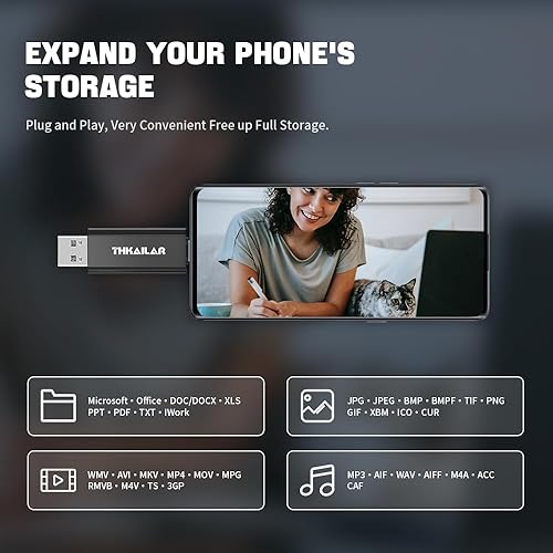Miniatura 6 de THKAILAR Unidad flash USB C de 2 TB tipo C y tipo A, USB 3.2 Gen 2 SSD portátil de hasta 1000 MBs, unidad de pulgar para iPhone 1516