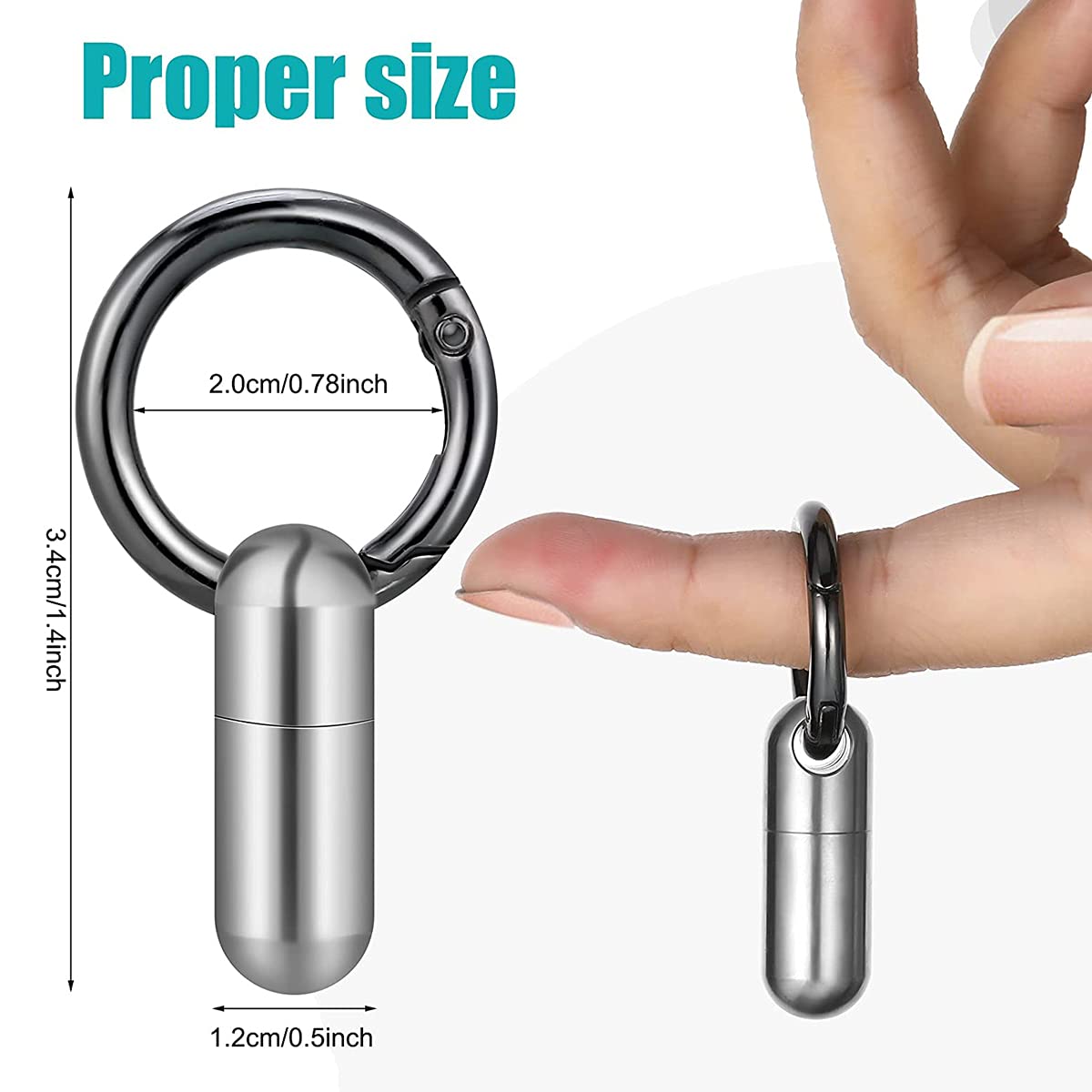 Portapillole Titanio Mini Portachiavi Portapillole Piccolo Impermeabile Tascabile Giornaliero Elegante Portatile bottiglia di pillola contenitore per campeggio, viaggio,2pack