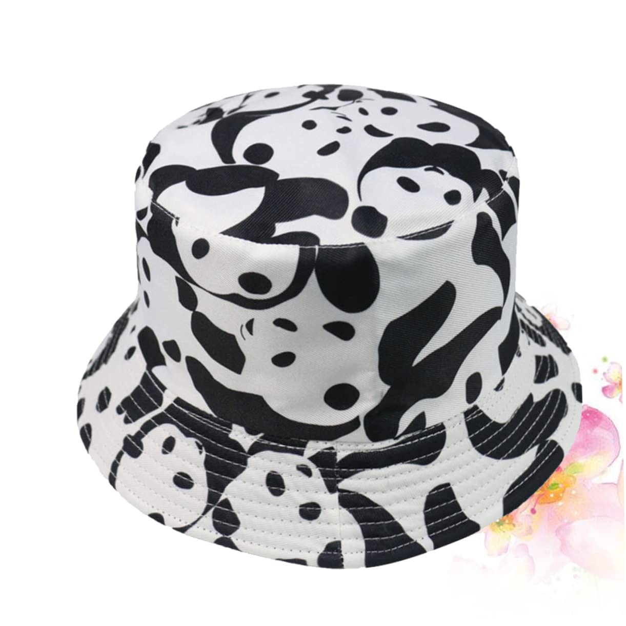 SHERCHPRY 3pezzi Cappello Secchiello Unisex Due Lati con Stampa Panda Cappello da Pescatore Estivo con Visiera Larga per Adulti Traspirante e Fashion per attività all Aperto Stile Panda