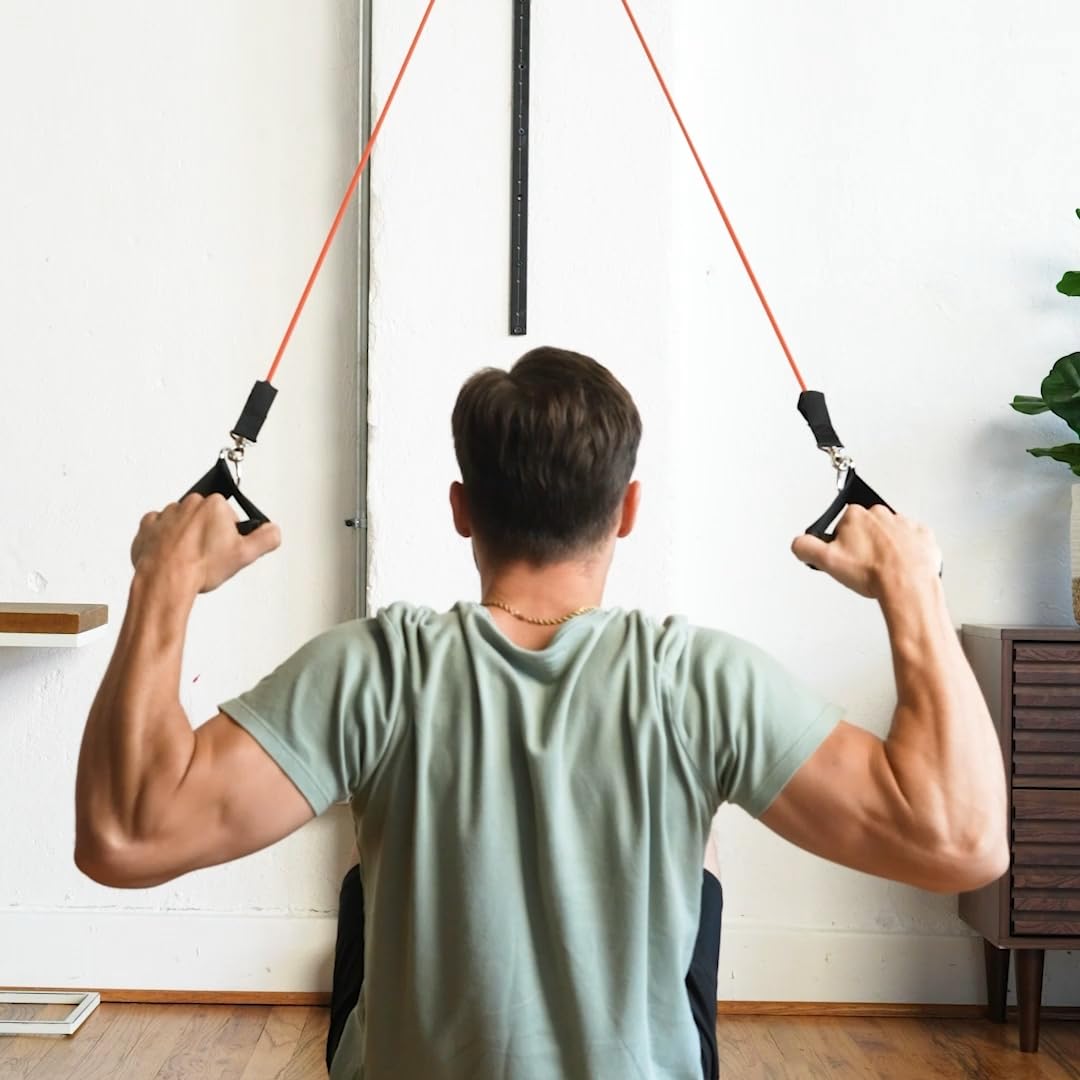 Space Saver Gym Resistance Bands Trainingsgerät für zu Hause Fitness Workout | Widerstandsband Wandanker für kinetische Bänder mit 1 Schiene, 1 Schiene Auto
