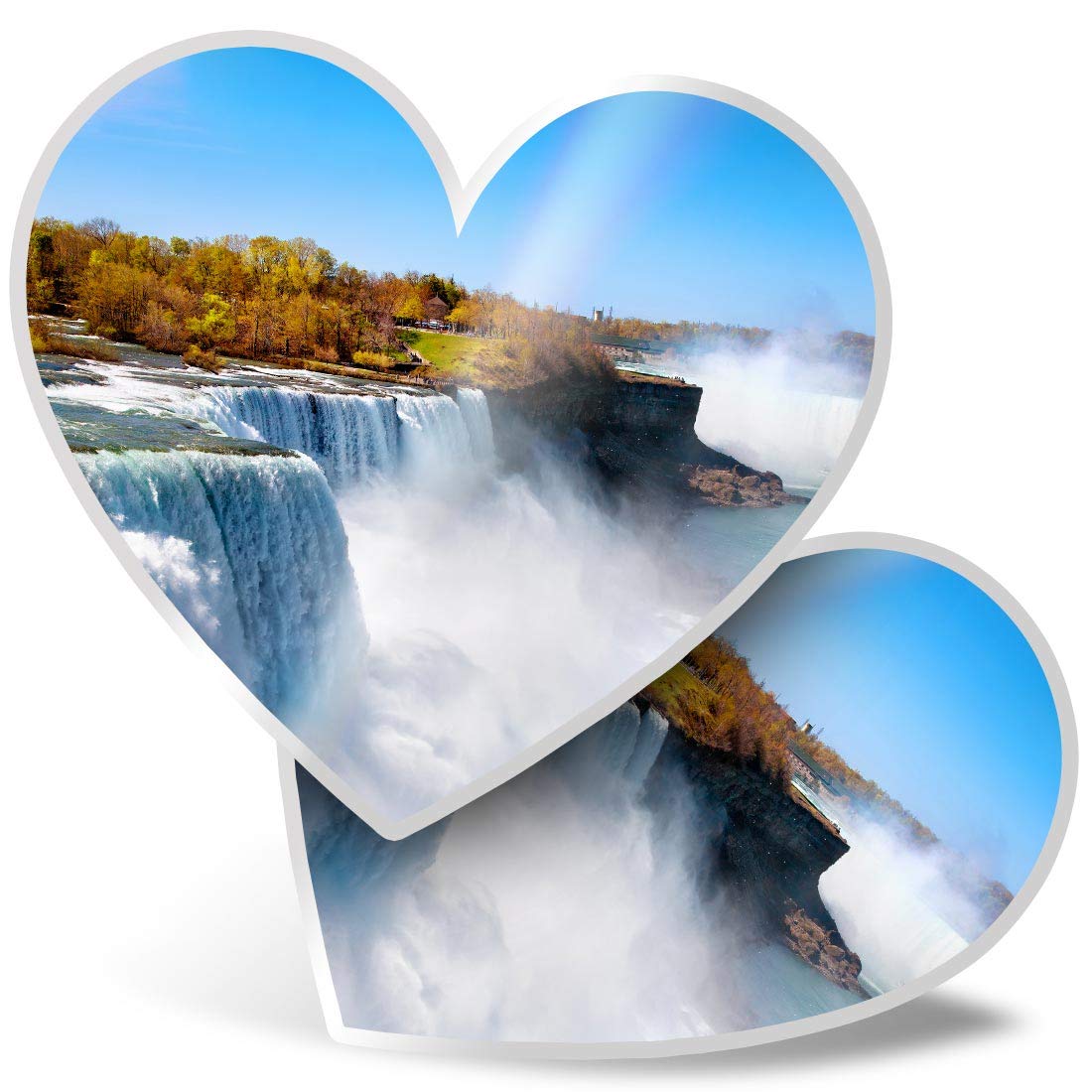 2 x Heart Stickers 7.5 cm - Niagara Fall USA America Fun Decals for Laptops,Tablets,Luggage,Scrap Booking,Fridges, #8888