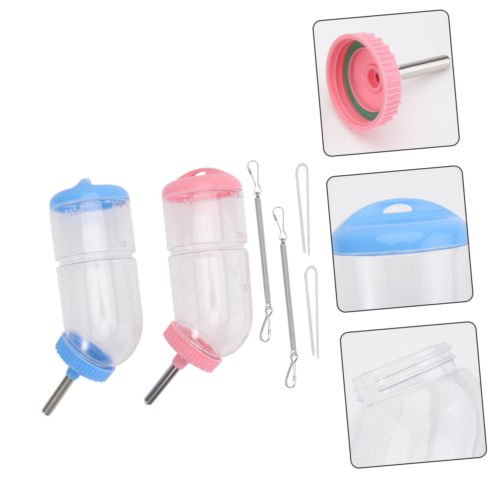 FOMIYES 3 Set Di Bottiglie Dacqua Per Animali Domestici Mangiatoie Per Animali Domestici in Acciaio Inossidabile Sicure Per Piccoli Animali Facili Da Usare / 2 Pezzi * 3