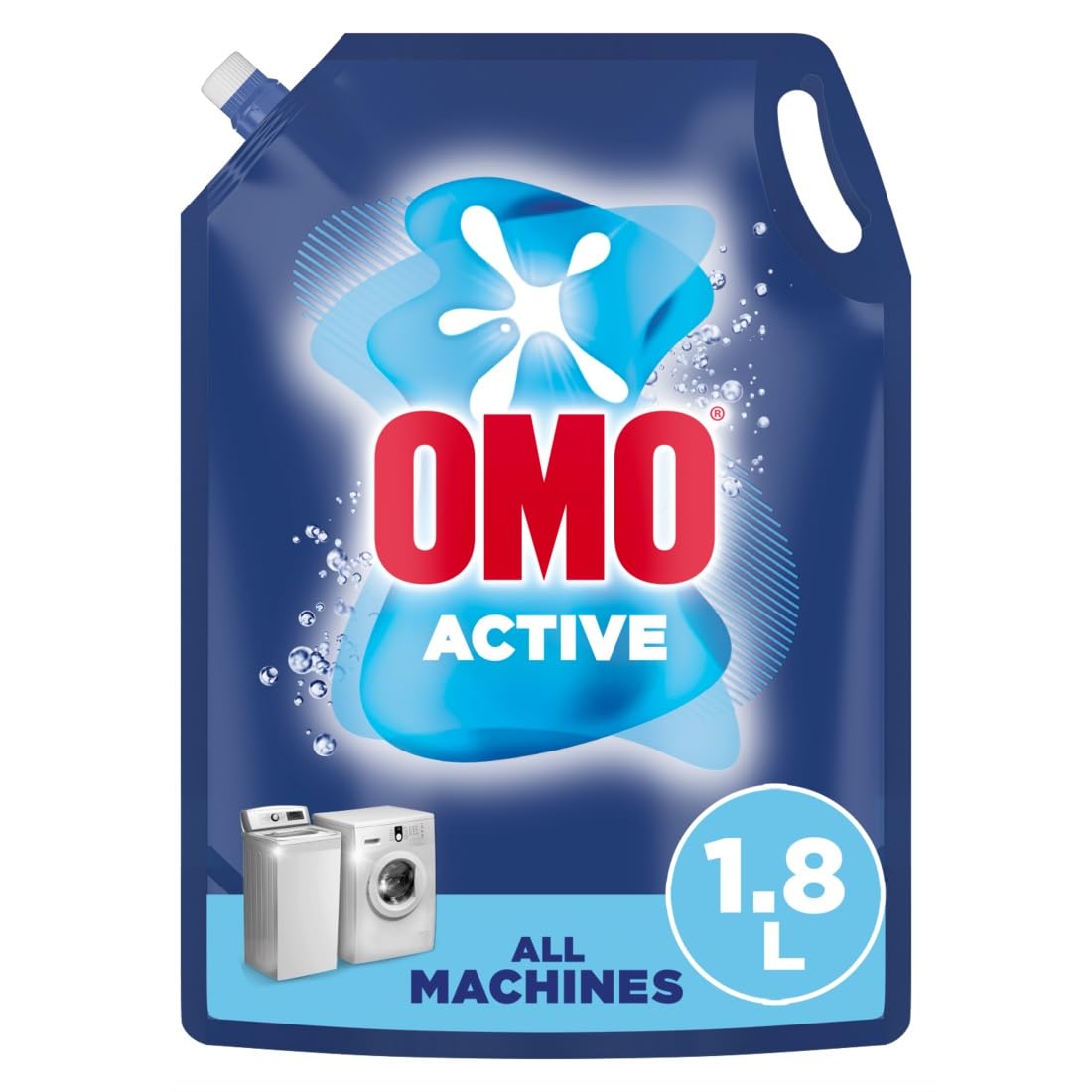 OMO Liquid Laundry Detergent, Active, up to 100% stain removal in just one wash*, 1.8L , Packaging may vary