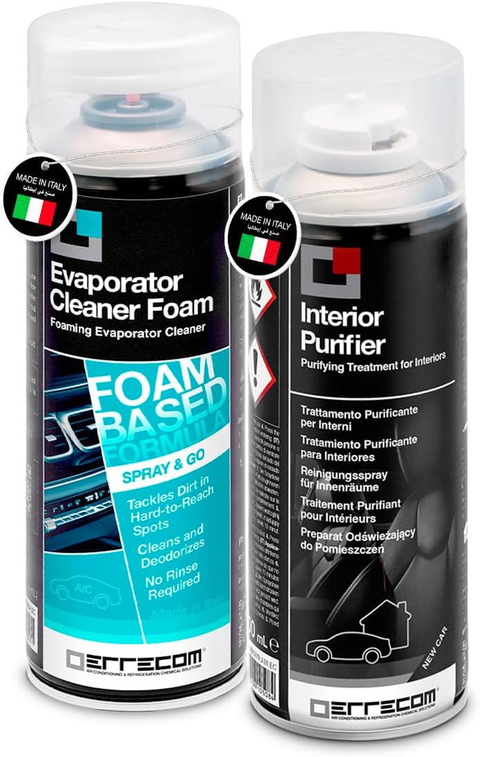 ERRECOM Total Care, Purifying Treatment for Vehicle Air Conditioning Systems, 2 x 200 ml Aerosol Cans (NEW CAR - Total Care)