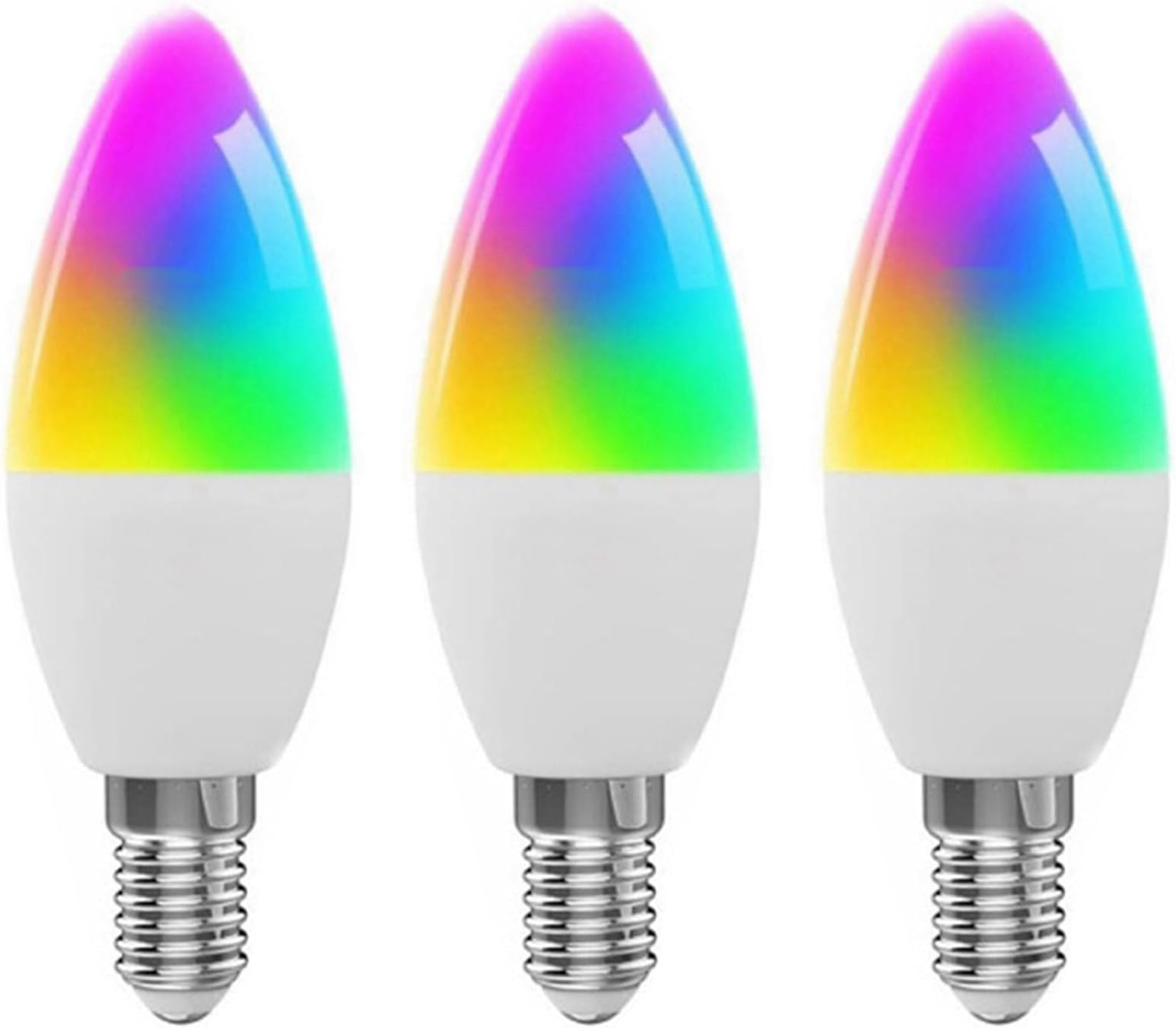 3X Tuya E14 Smart Bulb Dimmable Five-Way Spiral Candle Bulb WiFi RGB Bulb Remote Control and Voice Control 7W