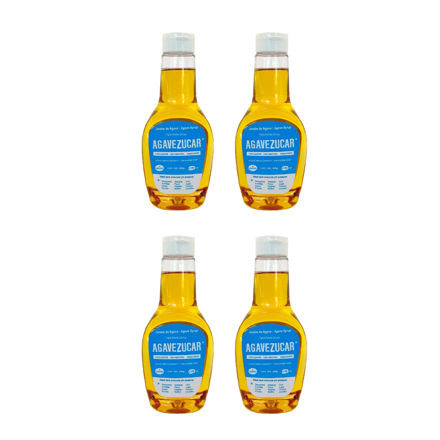Jarabe de Agave Lquido - Endulza 1.3 Veces Ms que el Azcar Regular con  un 32% Menos de Caloras. Endulzante Natural Extrado del Agave. (4 piezas  ...