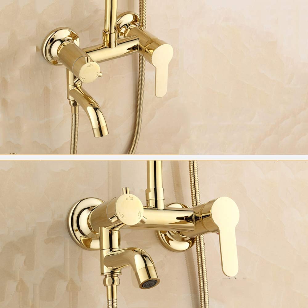 Set Completo di rubinetti per Doccia e Vasca da Bagno, Montaggio a Parete con soffione a Pioggia, doccetta e Rubinetto per Vasca, Set Combinato Doccia con Miscelatore a Pioggia, per Bagno