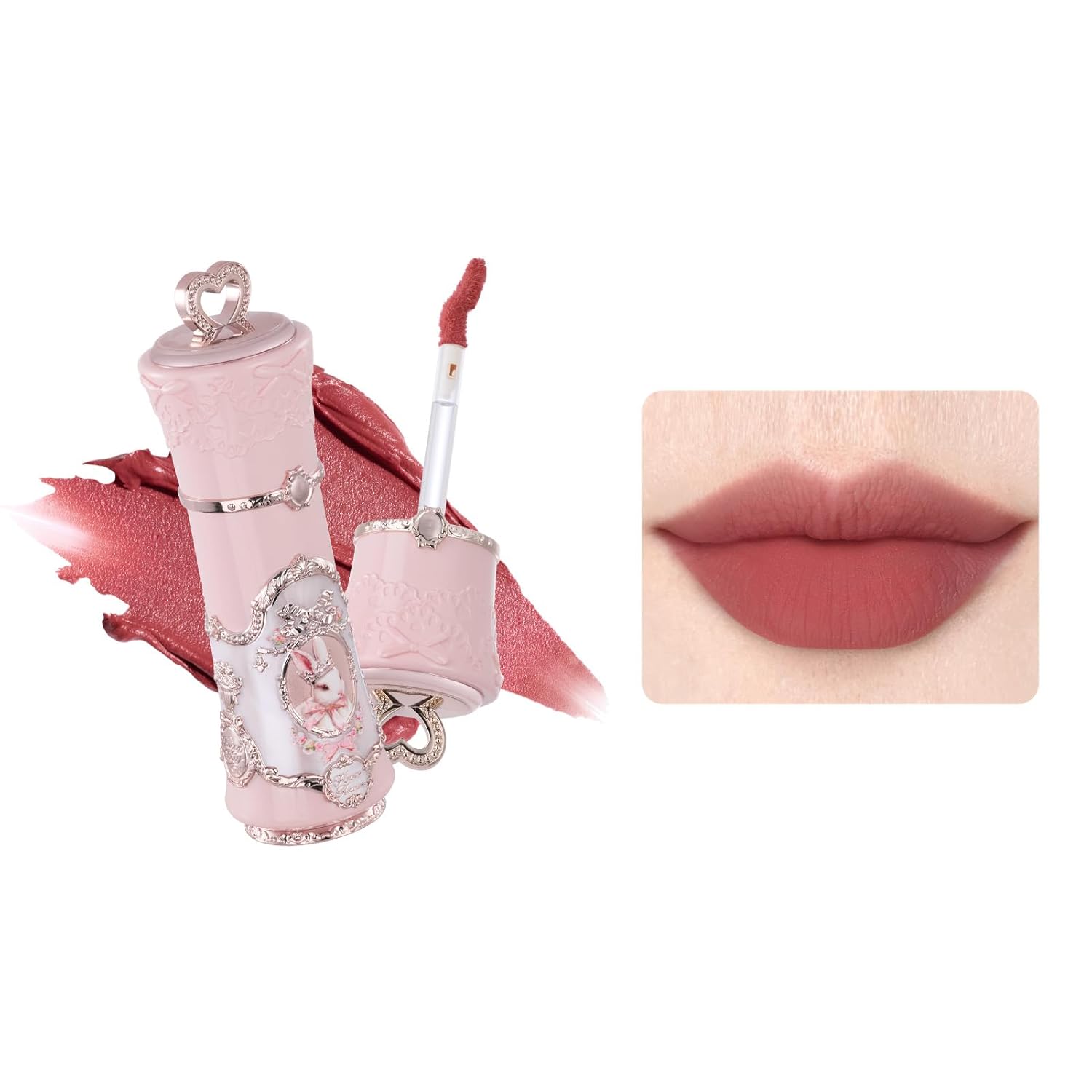 Flower Knows Bunny Garden Cloud Lip Cream,Long Lasting Peachy Red Matte Lipstick,Hydrating Lip Stain,Transfer & Smudge-Proof Velvet Lipstick,Gift-Worthy,0.17 Fl Oz(B09 Cupid Red)