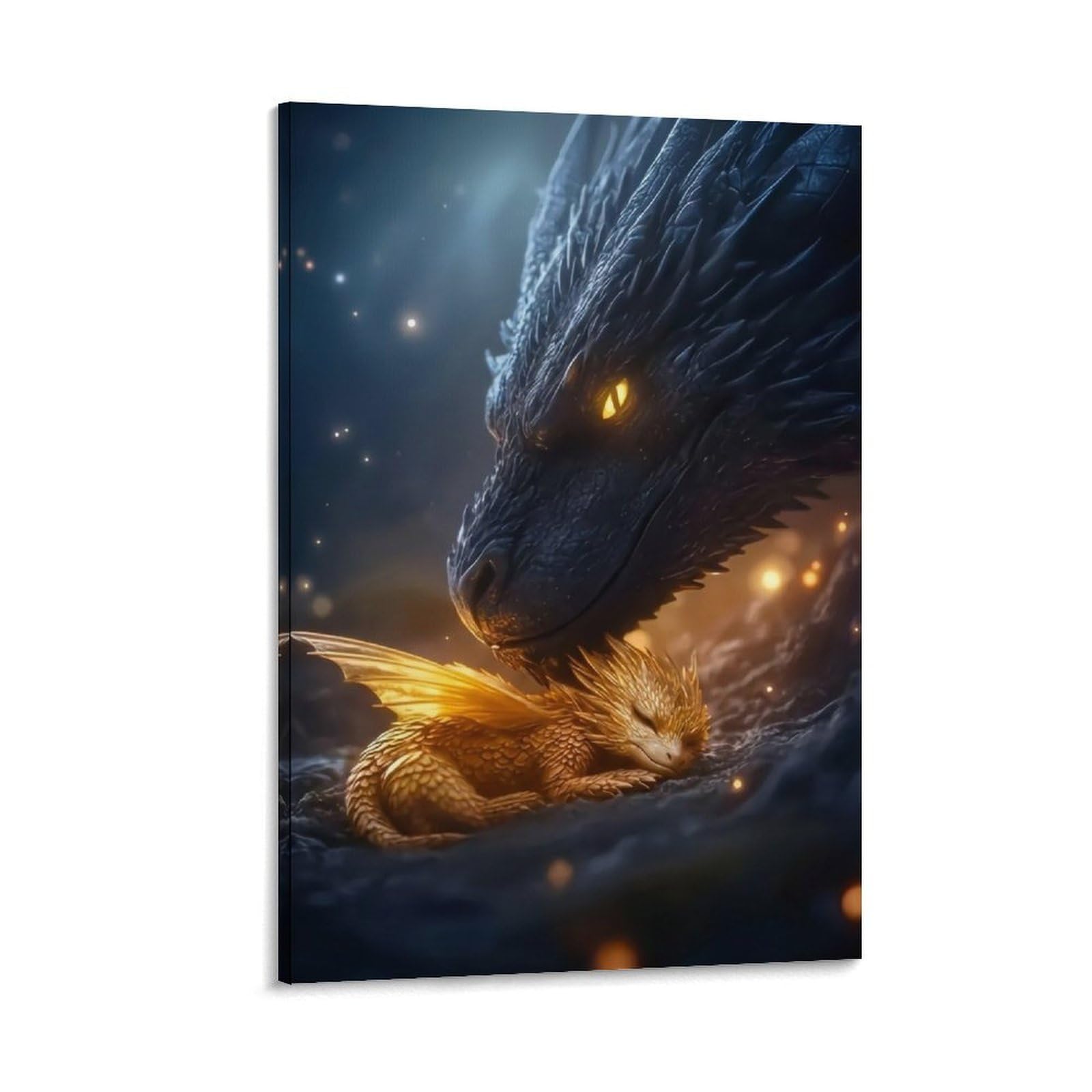 DHBANEIOK Dragon Mother And Baby Poster Artwork Canvas Prints Picture Modern Canvas Wall Art Picture Wall Hanging for Bedroom Living Room Decor 16x24inch(40x60cm)