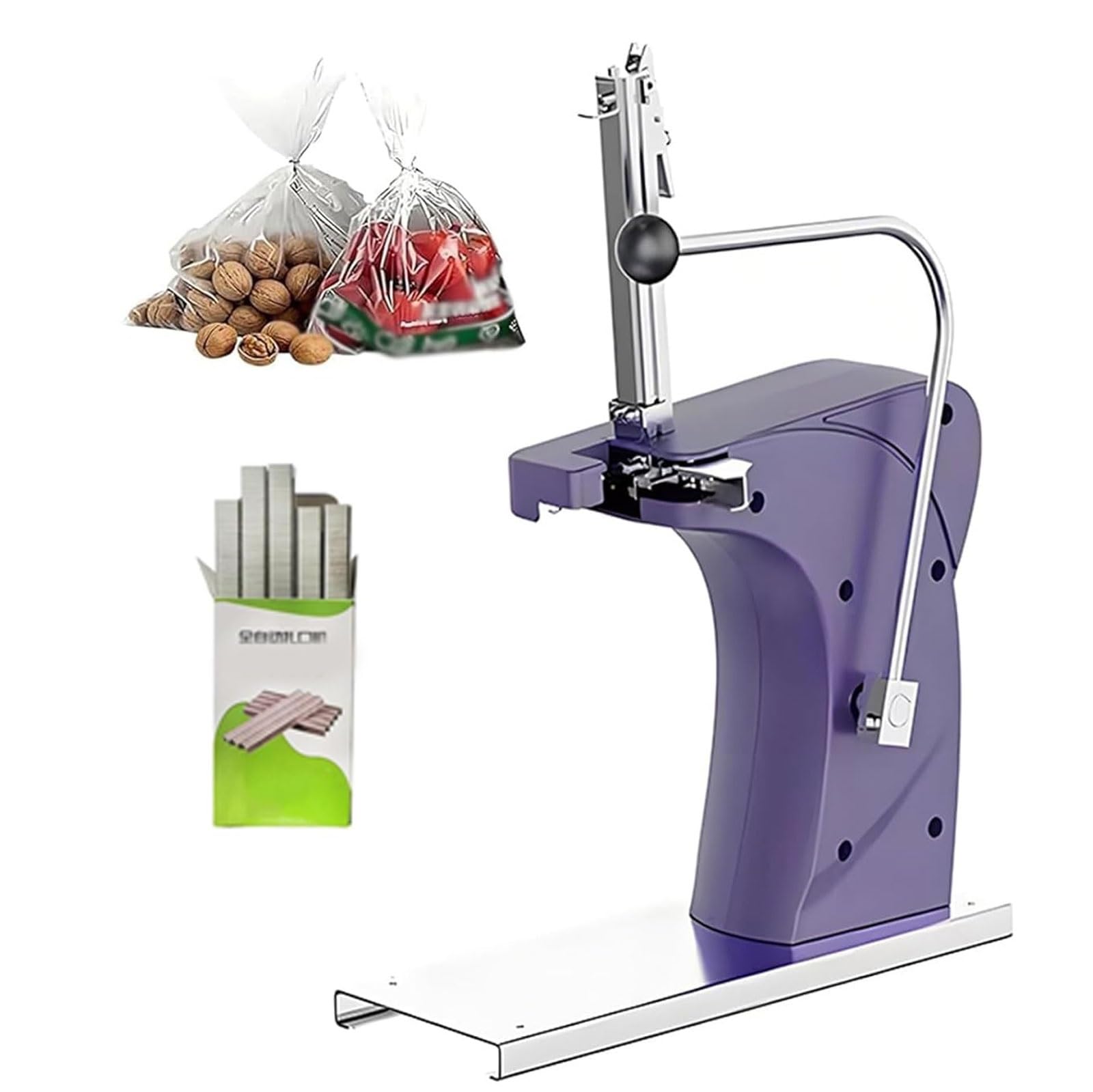 Pinning macchina manuale in alluminio per legare sacchetti, 600 chiodi in alluminio, diametro 70 mm, ideale per fabbriche alimentari, supermercati e uso al dettaglio