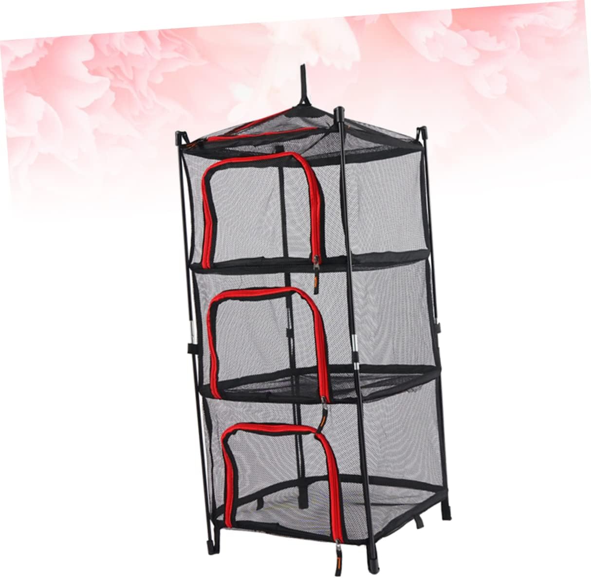 1ピーシーアウトドア用折りたたみ四ハンギング乾燥ネット 赤 テー