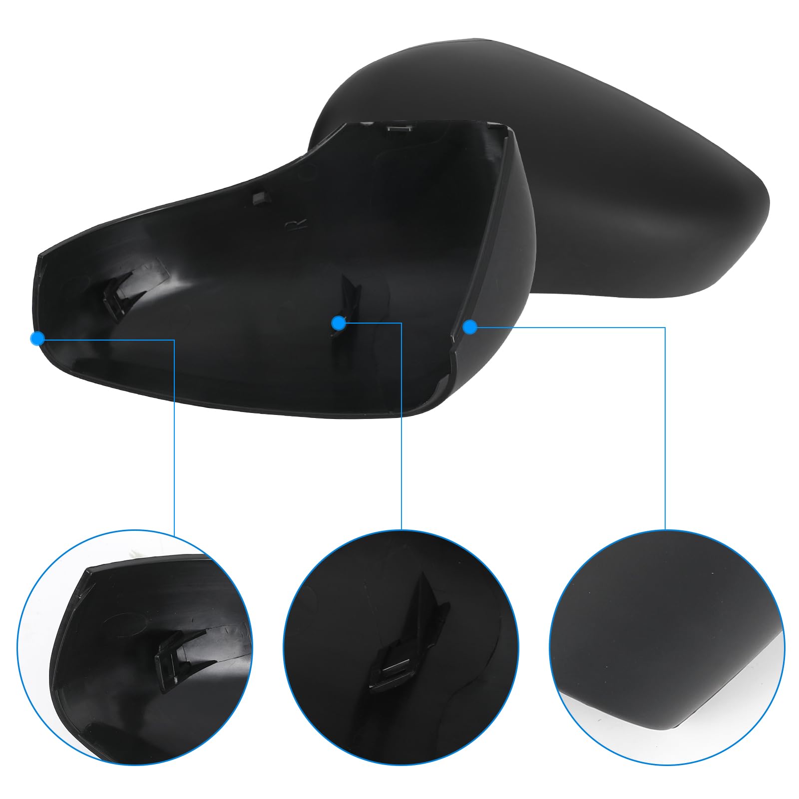 Spiegelabdeckungen Ersatz für Renault Clio 4 2012-2016, Capture First Generation J87 2013-2019, Zoe 2012-2024, Auto Außenspiegelkappe Rückspiegelkappe Links & Rechts, 963732631R 963732631 Mattschwarz