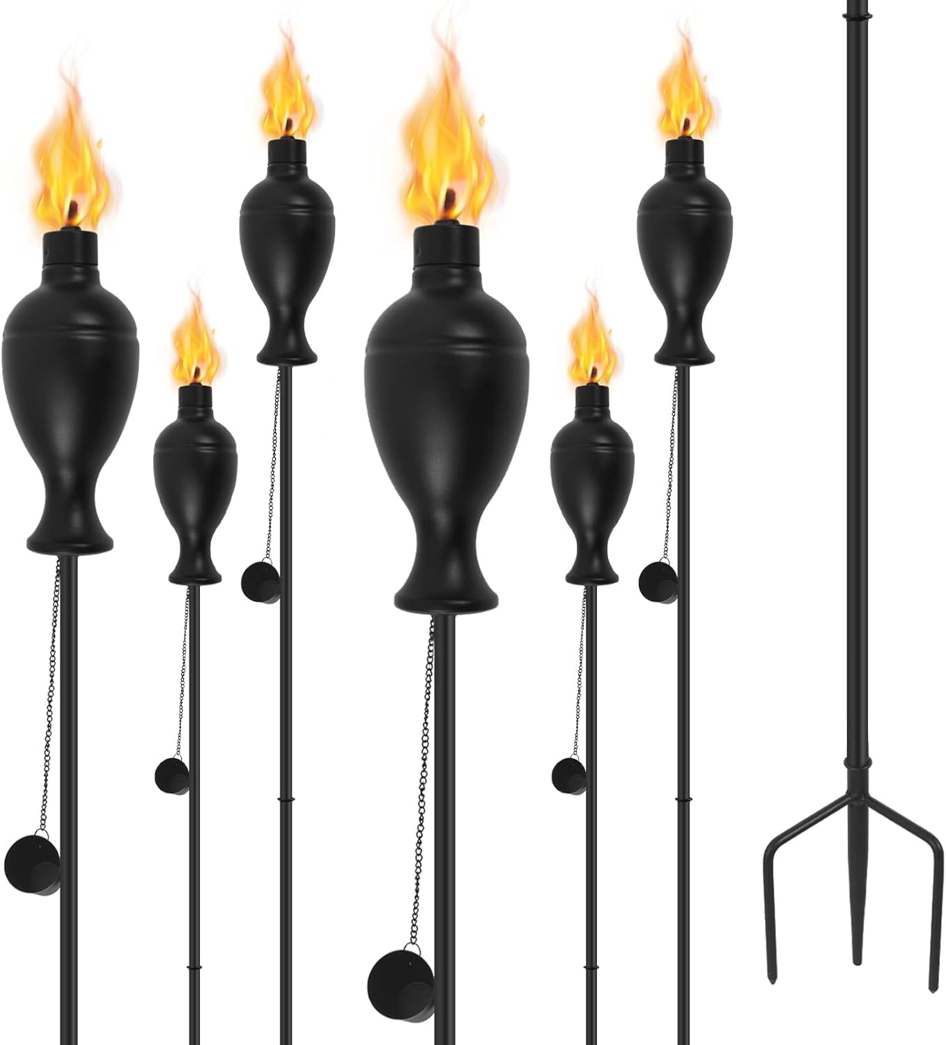 Citronella Torches for Outside Set of 2,16 Oz Outdoor Torches with 3-Prong Grounded Stake,59 Inch Metal Torch for Garden Décor,Outside Torches for Backyard,Garden,Patio