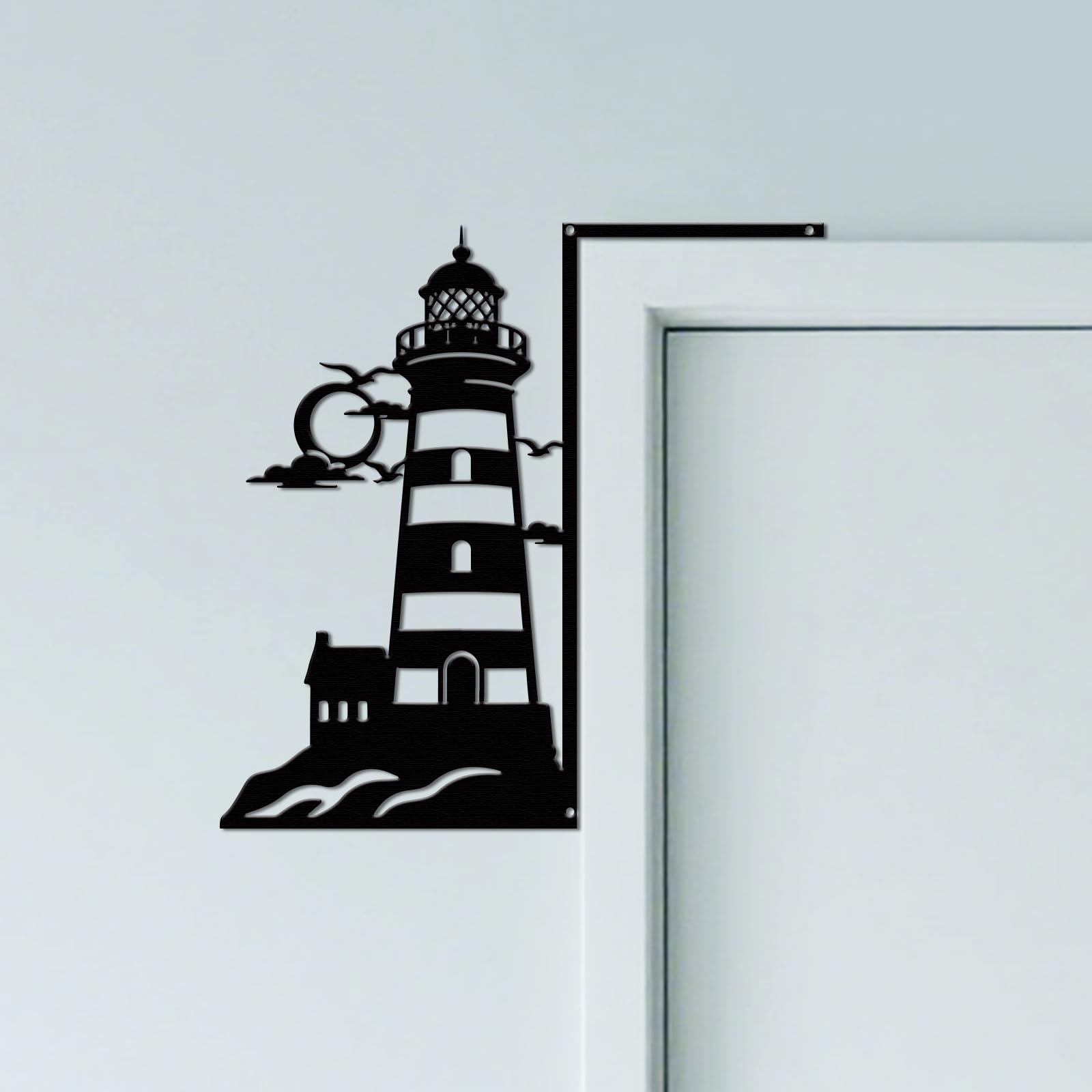 CUTHOLLOW Seaside Lighthouse Door Topper Sign Metal Wall Art Decor โ image 1