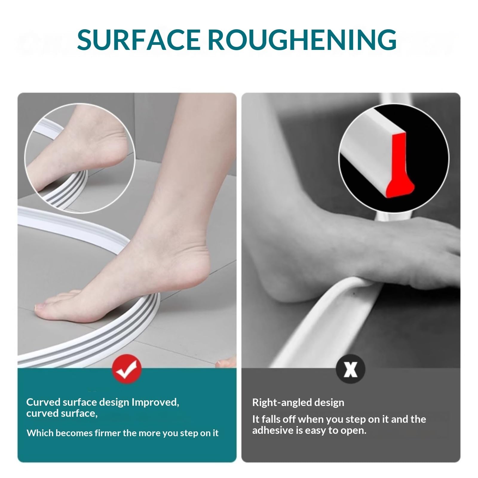 Barriera per doccia autoadesiva, 60-200 cm, in silicone, guarnizione per schermo della doccia, resistente per evitare danni e fuoriuscite d'acqua nel tuo bagno (bianco, 120 cm)
