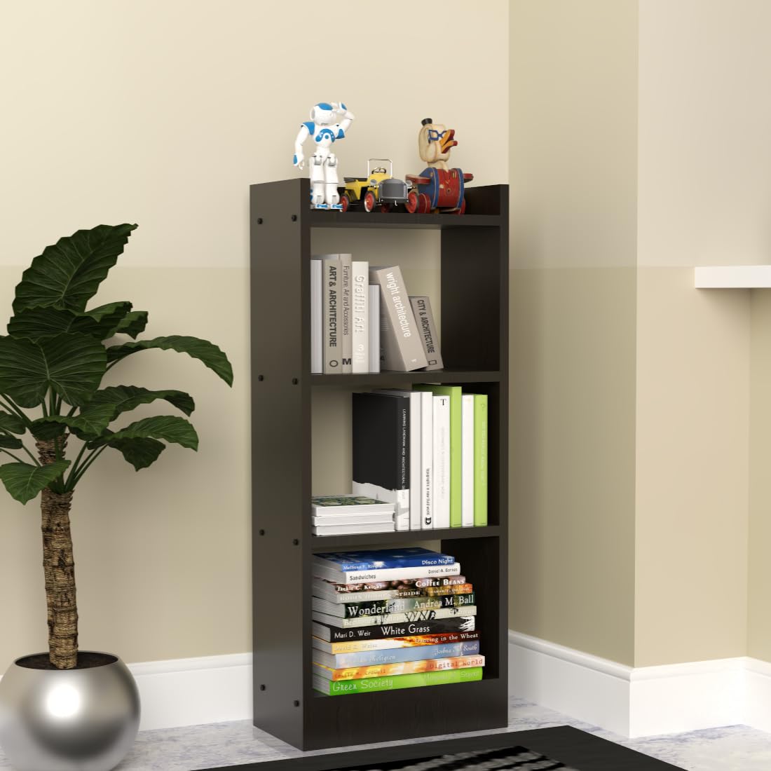 Eiffel 3 Layer Engineered Wood Multipurpose Rack Bookshelf Storage Organizer Stand | Bookshelf Storage for Home Organization - Wenge-image-0