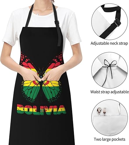 Miniatura 7 de Delantal vintage con diseño de bandera de la República Centroafricana con bolsillos para chef, hombres y mujeres, pintor, cocina, horneado