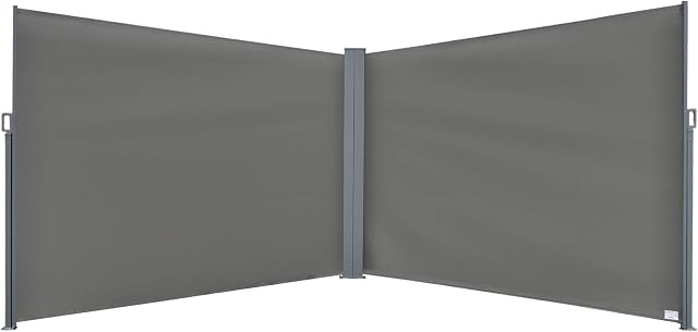 Outsunny 6 x 2m Retractable Sun Side Awning Screen Fence Patio Garden Wall Balcony Screening Panel Outdoor Blind Privacy Divider  Grey