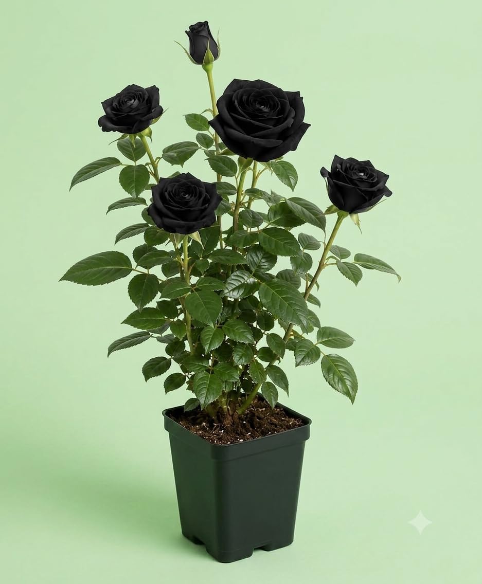 Rare Black Rose Live Plant with Free 4 Inch Pot | Pack of 1 Healthy Flowering Plant for Home Garden, Balcony, Terrace & Outdoor Decoration-picture-13