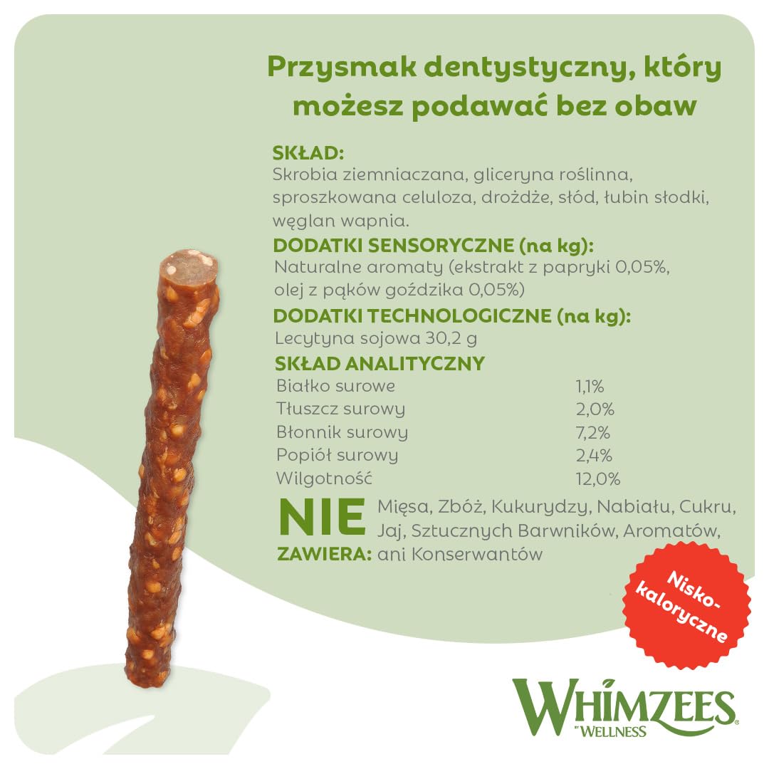 WHIMZEES Veggie Sausage S, 28 Sztuk – Rozmiar S, Gryzaki Dentystyczne dla Małych Psów, Naturalne, Bezzbożowe, Bez Dodatku Cukru
